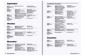 Kalender der Saisonvorschau 20/21 mit schwarzer Schrift