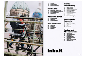 Inahltsverzeichnis der Saisonvorschau 20/21 mit schwarzer Schrift und Foto