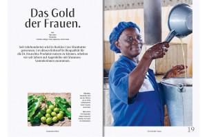 Dr. Hauschka Magazin Doppelseite Das Gold der Frauen