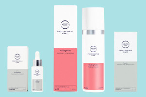 Verpackungen Übersicht von Ionto Comed Professional Care auf blauen Hintergrund